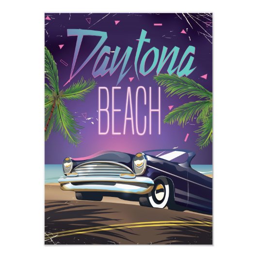 Daytona Beach vintage auto reisposter Foto Afdruk (Voorkant)