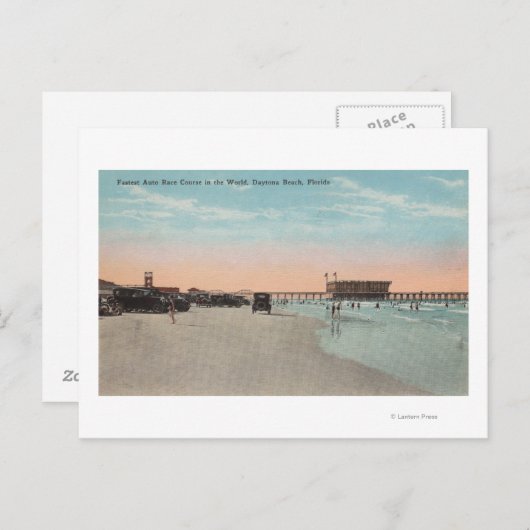 Daytona, FL - Uitzicht van strand met auto's & Briefkaart (Voorkant / Achterkant)