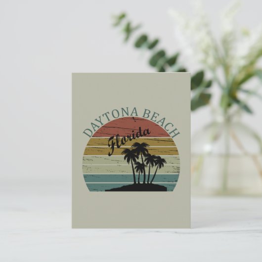 Daytona strand zonsondergang retro landschap briefkaart (Staand voorkant)