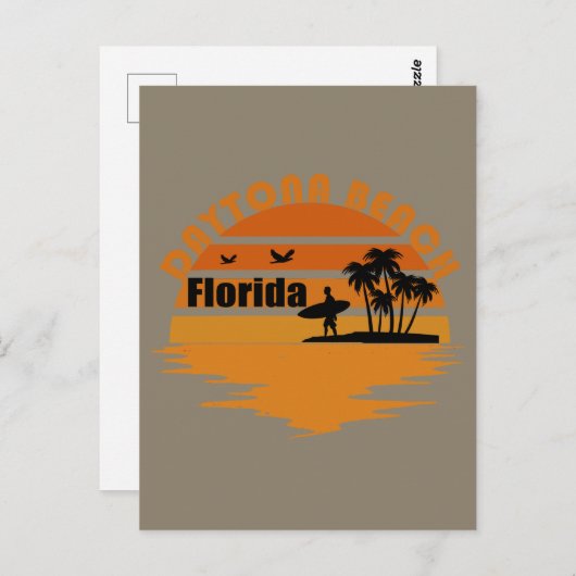 Daytona strand zonsondergang retro landschap briefkaart (Voorkant / Achterkant)
