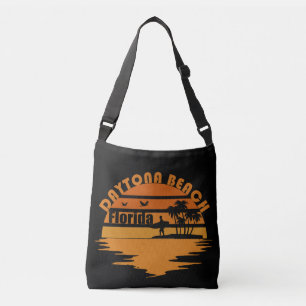 Daytona strand zonsondergang retro landschap crossbody tas