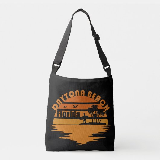 Daytona strand zonsondergang retro landschap crossbody tas (Voorkant)