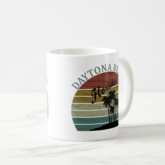 Daytona strand  zonsondergang retro landschap koffiemok (Voorkant rechts)