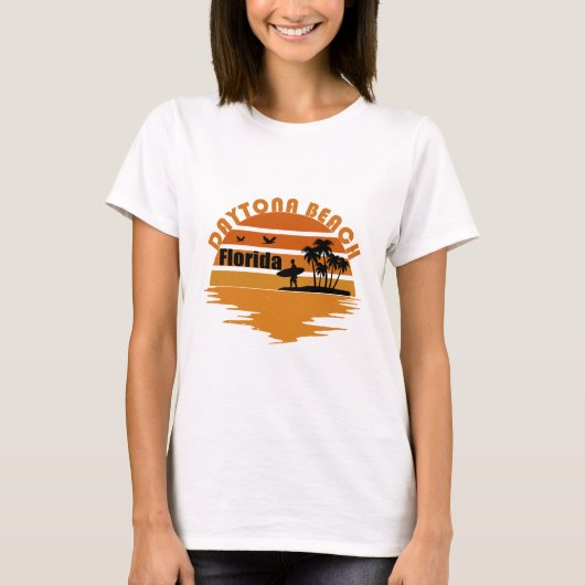 Daytona strand  zonsondergang retro landschap t-shirt (Voorkant)
