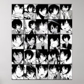 Dazai osamu collage manga black and white version poster (Voorkant)