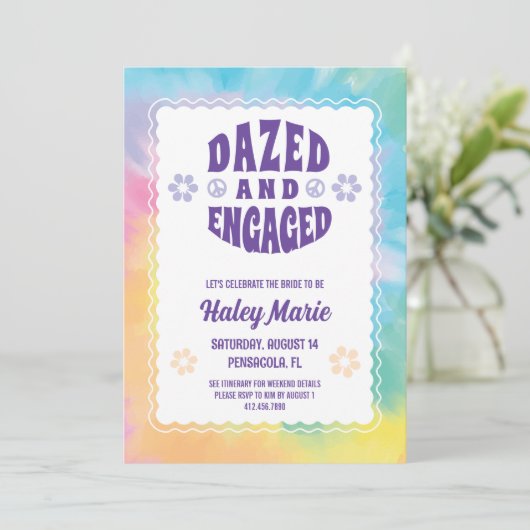 Dazed and Engaged Bachelorette Party Invitation Kaart (Staand voorkant)