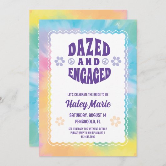 Dazed and Engaged Bachelorette Party Invitation Kaart (Voorkant / Achterkant)