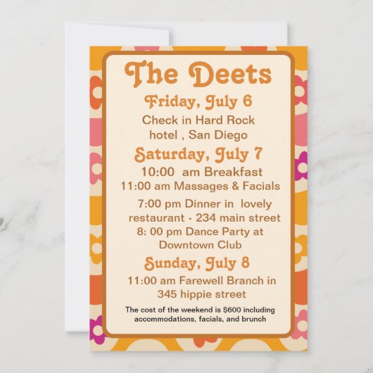 Dazed and Engaged Retro 70s Bachelorette party Kaart (Achterkant)