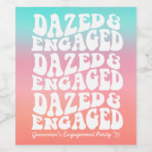 Dazed and Engaged | Roze Aqua Retro Feest Wijn Etiket (Enkel label)
