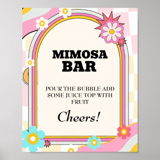 Dazed & Betrokken Bachelorette Mimosa Bar Tafelbor Poster (Voorkant)