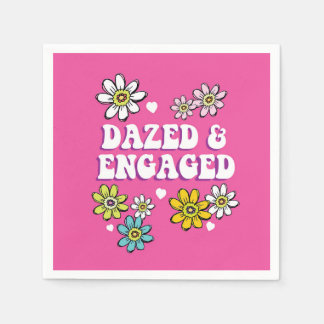Dazed & Engaged 60s Bachelorette Groovy Roze Daisy Servet