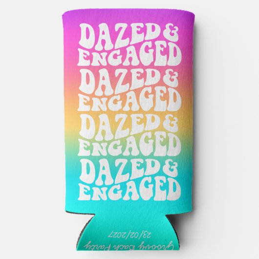 Dazed Engaged Disco Typografie Regenboog Gradiënt Seltzer Blikjeskoeler (Achterkant)