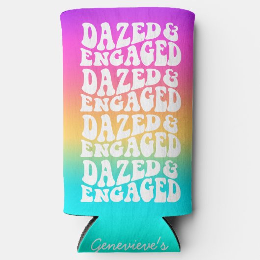 Dazed Engaged Disco Typografie Regenboog Gradiënt Seltzer Blikjeskoeler (Voorkant)