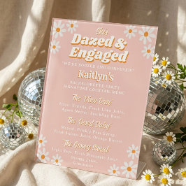 Dazed & Engaged Groovy 70s Jubileum Bar voor de Br Reclamebord Met Voetstuk