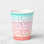 Dazed Engaged | Roze Aqua Retro Verlovingsfeest Papieren Bekers (Achterkant)