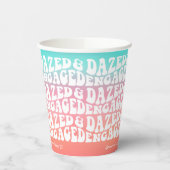 Dazed Engaged | Roze Aqua Retro Verlovingsfeest Papieren Bekers (Links)