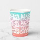 Dazed Engaged | Roze Aqua Retro Verlovingsfeest Papieren Bekers (Rechts)