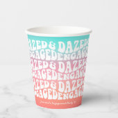 Dazed Engaged | Roze Aqua Retro Verlovingsfeest Papieren Bekers (Voorkant)