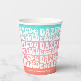 Dazed Engaged | Roze Aqua Retro Verlovingspartij Papieren Bekers