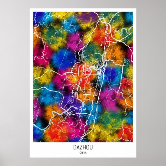 Dazhou China Stadsplattegrond Poster (Voorkant)
