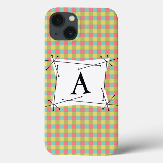 Dazzle Check 'Monogram' iPad draagtas verticaal Case-Mate iPhone Case (Achterkant)