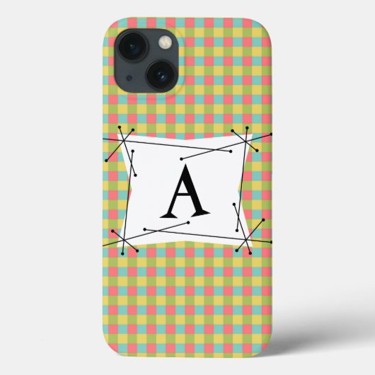 Dazzle Check 'Monogram' iPad Mini hoesje verticaal (Achterkant)