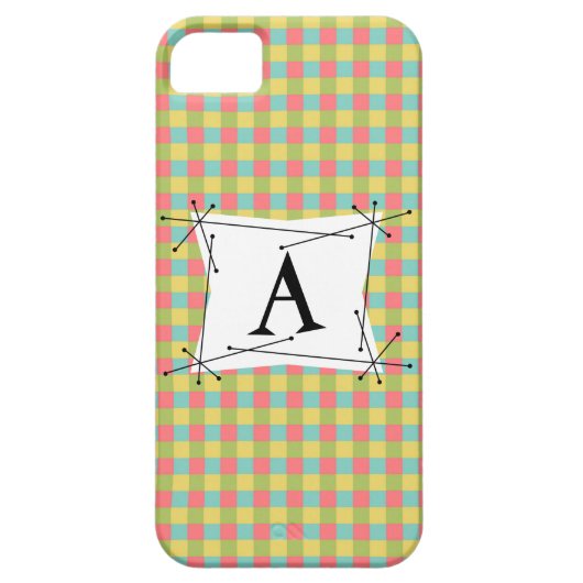 Dazzle Check 'Monogram' iPhone case verticaal (Achterkant)