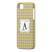 Dazzle Check 'Monogram' iPhone case verticaal (Achterkant Links)