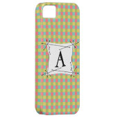Dazzle Check 'Monogram' iPhone case verticaal (Back/Rechts)