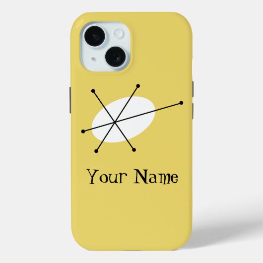 Dazzle Geel 'Naam' iPhone hoesje verticaal (Achterkant)