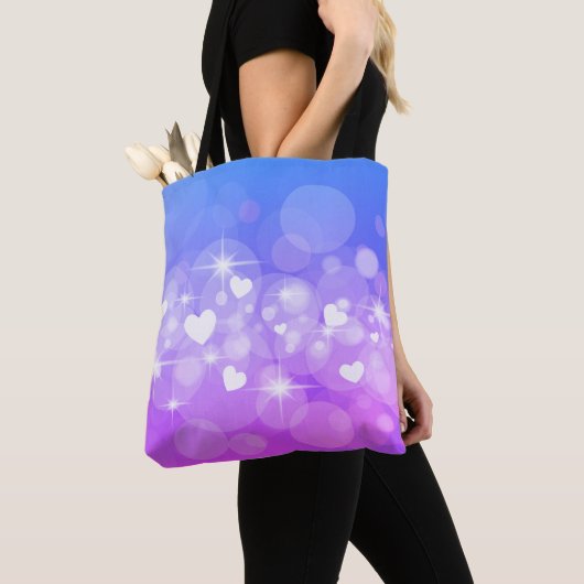 Dazzle Hearts en sterren op maat canvas tas (Dichtbij)