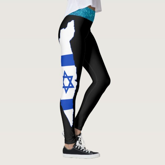 Dazzle in Blauwe panty's, Glitter Israel Flag Desi Leggings (Rechts)