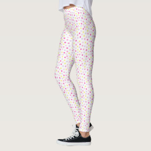 Dazzle in Roze Elegantie: Roze & Gele Polk dot Leggings