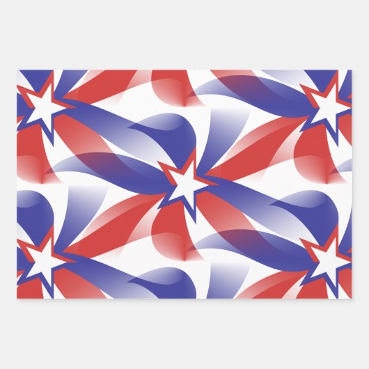 Dazzle Me Patriotic Stars - Red White Blue Inpakpapier Vel (Voorkant)
