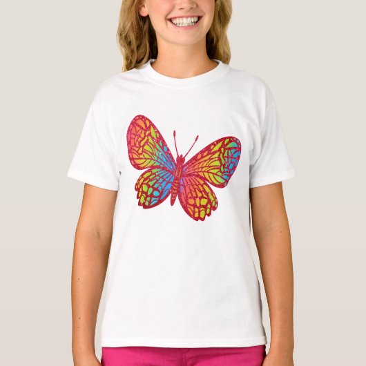 Dazzle met Rainbow Butterfly Tattoo T-shirt (Voorkant)