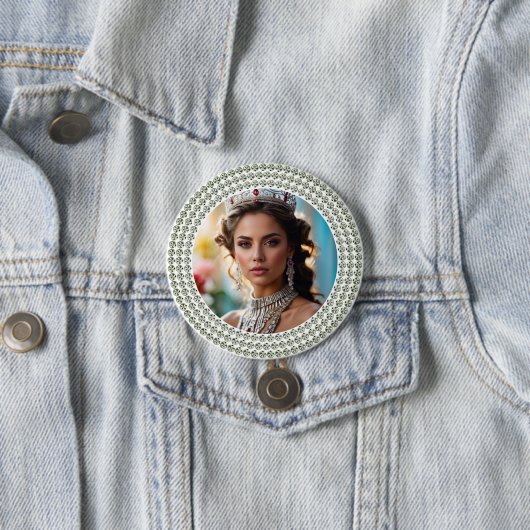 Dazzled Dreams Pageant Button Photo Pin (In situ)