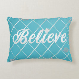 Dazzling Believe Licht Blauw en Zilver Geruit Accent Kussen