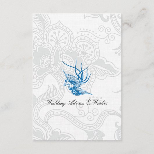 Dazzling Blue Bird & Floral Weddenschap Cards Advieskaart (Achterkant)