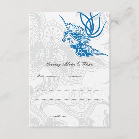 Dazzling Blue Bird & Floral Weddenschap Cards Advieskaart (Voorkant)