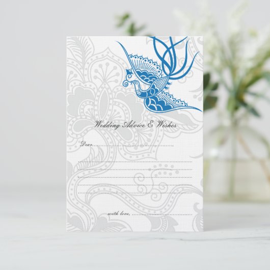 Dazzling Blue Bird & Floral Weddenschap Cards Advieskaart (Staand voorkant)
