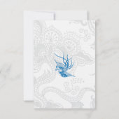 Dazzling Blue Bird & Floral Wedding RSVP-kaarten RSVP Kaartje (Achterkant)