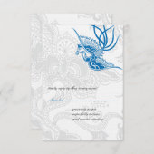 Dazzling Blue Bird & Floral Wedding RSVP-kaarten RSVP Kaartje (Voorkant / Achterkant)