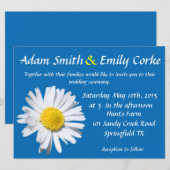 Dazzling Blue Daisy Wedding Invitation Kaart (Voorkant / Achterkant)