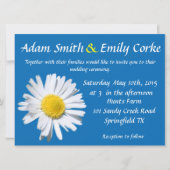 Dazzling Blue Daisy Wedding Invitation Kaart (Voorkant)