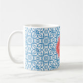Dazzling Blue Damask Monogram Mok (Links)