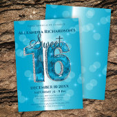 Dazzling Blue Edelsteen Sweet 16 Celebration Kaart
