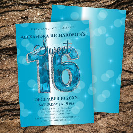 Dazzling Blue Edelsteen Sweet 16 Celebration Kaart