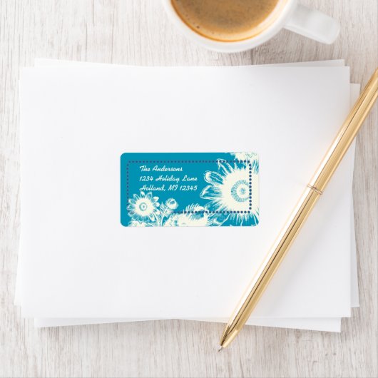 Dazzling Blue  Flower Return-adreslabel Etiket (Insitu)