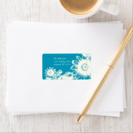 Dazzling Blue  Flower Return-adreslabel Etiket