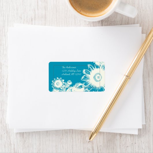 Dazzling Blue  Flower Return-adreslabel Etiket (Insitu)